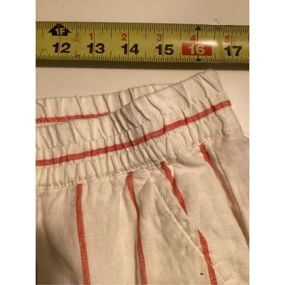 C&C California 100% Linen Red White striped Pants Sz XL Elastic Waist - Picture 4 of 7
